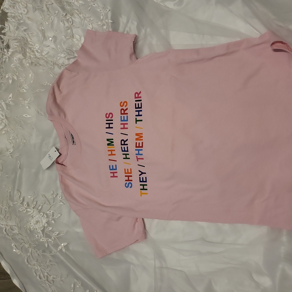 He She They short sleeved tee shirt